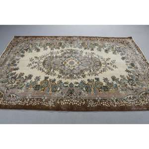 Alfombra Turca de 5,5x8,3 pies, Alfombra con Borde Marrón de Lana - Product Image 2