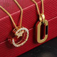 Collier en or véritable 18 carats jaune avec zircon, or 18 carats véritable Au750, vente en gros