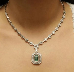 Vvs Moissanite diamante tenis enlace collar Hip Hop estilo redondo brillante corte plateado collar fino joyería - Product Image 2