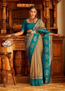 El último diseñador Soft Banarasi Silk Copper Zari Weaving Border Saree de Fab Zone - Product Image 4