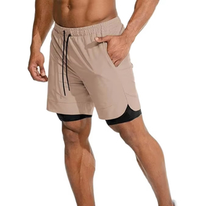 Pantalones cortos de gimnasio para hombres Cintura elástica Secado rápido Correr Entrenamiento Pantalones cortos atléticos con bolsillos - Product Image 1