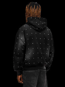 Men's <b>Rhinestone</b> <b>Hoodies</b> Wash Sweatshirts Pullover 420gsm Heavy Cotton Distressed <b>Hoodies</b> Custom Sleeve Men's <b>Rhinestone</b> <b>Hoodies</b> - Product Image 2