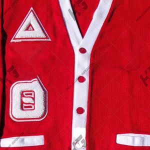 DST <b>Red</b> <b>cardigan</b> with white trims acrylic knitted <b>cardigan</b> for sororities and fraternities greek <b>cardigan</b> - Product Image 6