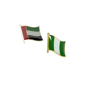 Custom Nigeria UAE gold silver flag brooch pin