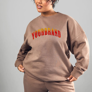 Sweat-shirt surdimensionné de haute qualité OEM, uni, personnalisable, 100% coton, écologique, pour femmes, taille plus, col rond - Product Image 4