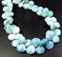 Lot en gros de 8 pierres précieuses naturelles Larimar facettées en forme de cœur, bleu œil de chat, 7,5-8,5 mm, certifiées CNAS, 100 carats, pierres précieuses en vrac