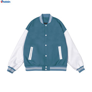 แจ็คเก็ตวาร์ซิตี้ผู้ชายสุดฮิต ขายดี 100% โพลีเอสเตอร์ ปักอักษรแบบเบสบอล แขนหนัง ทรงสแตนด์ ไซส์ใหญ่พิเศษ - Product Image 3