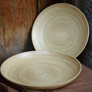 Service alimentaire assiette en bambou enroulé fabriqué à la main assiettes en bambou filé naturel dîner plats de service - Product Image 4