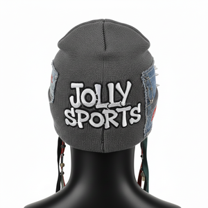 หมวกบีนนี่ไหมพรมอะคริลิกพรีเมียมสำหรับผู้หญิง 200 GSM อุ่นสบายสำหรับฤดูหนาว สีเทา หลากสี ปักลายโลโก้โลหะติดหมวก หมวกบีนนี่ลาย jacquard - Product Image 2