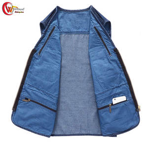 Chaleco vaquero para hombre al mejor precio, chaleco vaquero teñido liso, chaleco vaquero transpirable cómodo a la venta en Moq bajo - Product Image 2