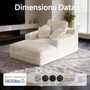 Gestreifte Plüsch-Cord-Chaiselongue, Vakuumkomprimiertes Tofu-förmiges Schlafsofa ohne Montage für Kleine Apartments und Schlafzimmer - Product Image 6