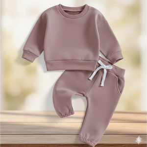 Conjunto de Dos Piezas para Bebé al por Mayor, Sudadera y Pantalones de Color Sólido - Product Image 5