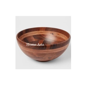 Bol de service en bois au design élégant, forme ronde, taille personnalisée, pour salade, accessoires de cuisine - Product Image 4