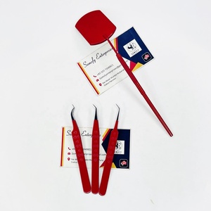 Pinzas para Pestañas Profesionales de Alta Calidad Somofy Enterprises con Logotipo Personalizado, Color Rojo, Punta Suave de 10 mm, Acero Inoxidable Espejo - Product Image 4