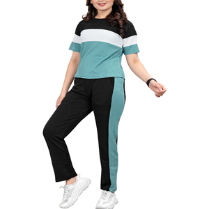 INDEX APPAREL ชุดวอร์มผู้หญิงสีบล็อค แขนสั้น คอกลม กางเกงขายาว ระบายอากาศได้ดี สวมใส่สบายในฤดูใบไม้ผลิ - Product Image 4