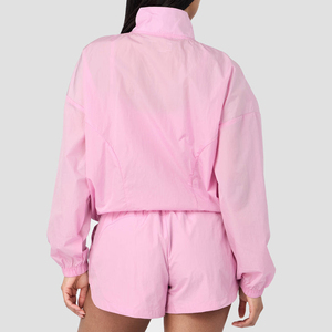 Conjunto Deportivo Casual de 2 Piezas para Mujer, Color Rosa, con Capucha, Chaqueta Ligera de Secado Rápido con Cierre y Pantalones Cortos, Ropa Deportiva de Verano - Product Image 2