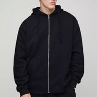 Sudadera con capucha de algodón 100% personalizada con logo bordado 3D, forro polar grueso, cálida, cortavientos, con cremallera, estilo gótico oversize para hombre, la más vendida para invierno.