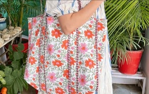 กระเป๋าโท้ทพิมพ์ลายดอกไม้สุดหรูกระเป๋าโท้ทคุณภาพสูงผลิตในอินเดียโดยผู้ผลิตและส่งออกจากอินเดีย - Product Image 6