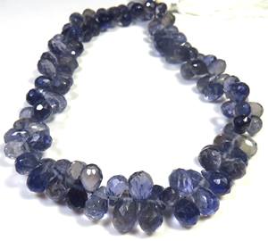 ลูกปัดไอโอไลต์สีน้ำเงินทรงหยดน้ำขนาด 6-8 มม. ลูกปัดไอโอไลต์ทรงหยดน้ำสำหรับงาน DIY พลอยไอโอไลต์ธรรมชาติแบบเม็ดเดี่ยว ความยาว 9 นิ้ว ราคาโรงงาน - Product Image 1