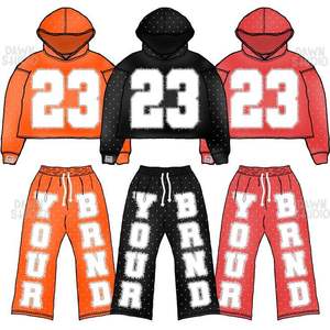 Men's Custom Logo Zipper Cotton Sweat Jogger Suit Winter Sports Wear Track Suit With Zipper Set Style - Product Image 4
