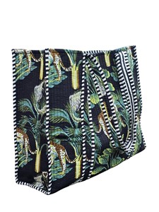 Sac fourre-tout matelassé en coton 100% fait main pour femmes, imprimé à la main, sac à bandoulière élégant, sac de shopping matelassé - Product Image 2