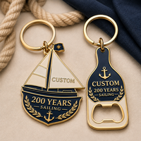 Porte-clés décapsuleur en métal en forme de bateau, conception directe du fabricant, vente en gros, personnalisé