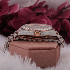 Lujoso Full Iced out Two Tone Roman Day Date Dial Lab Grown Diamond full Diamond Hip Hop Rapper Style Reloj de pulsera para hombres - Product Image 3