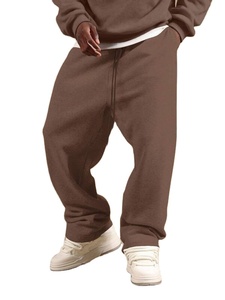 Pantalon de jogging marron oversize pour homme, en molleton lavé, avec cordon de serrage à la taille, coupe ample, jambe large, en coton épais, style streetwear 2026 - Product Image 3