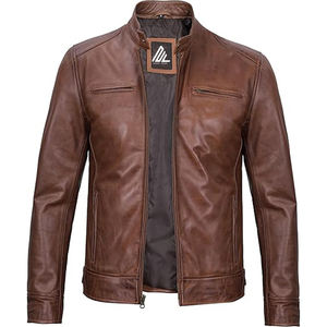 Veste en cuir Boxy personnalisée pour hommes Veste à fermeture éclair lourde grande taille Streetwear Logo personnalisé Veste pour hommes usine - Product Image 4