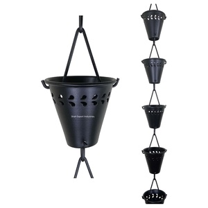 <b>Vintage</b> Style Metal Cup Rain Chain Grey Finished For Home And Garden Decor Hanging Rain Chain Gutter Downspout - Product Image 4