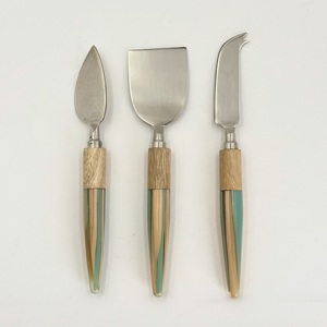 Utensilios para Queso de Acero Inoxidable al por Mayor, Cuchillo de Mesa con Mango de Resina de Madera y Metal en Forma de Paraguas, Esparcidores de Queso - Product Image 2