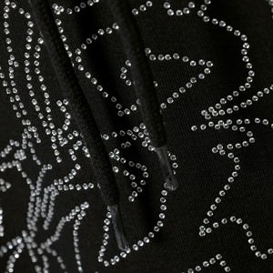 Nueva llegada logotipo personalizado y tamaño ropa de invierno color sólido peso pesado en blanco strass Sudadera con capucha de los hombres mejor calidad precio barato - Product Image 3