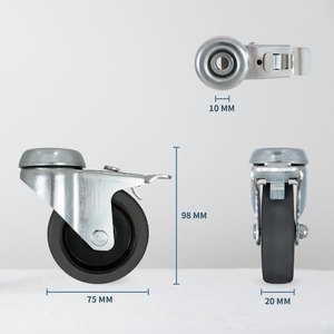 CCE 3 นิ้ว 10 MM ล้อล้อกลอนพร้อมเบรกหน้า - Product Image 2