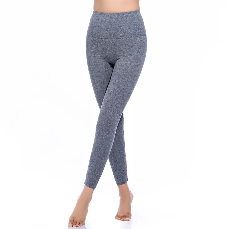 Cotton Thermal Leggings Female High Waist Thin Fashion Solid Tight Body Pants Plus Size Clothing Women