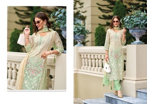 New Designer Women's Indian & Pakistani Clothing Collection Soft <b>Organza</b> Kurti Set with Embroidery Work and Heavy <b>Silk</b> Dupatta - Product Image 2