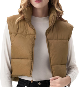 Chaleco acolchado de nailon cálido para mujer, personalizable, de talla grande, con cierre de cremallera, sin mangas, transpirable y de secado rápido - Product Image 5