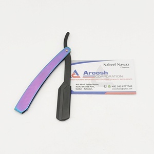 Rasoirs professionnels en acier inoxydable noir et arc-en-ciel de haute qualité Logo personnalisé Rasoir droit multi-usage pour le visage et le corps - Product Image 6