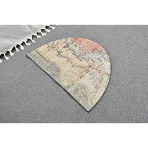 Alfombra de lana turca Vintage de 2,5x1,5 pies, estilo clásico Beige, diseño abstracto de retazos, pasillo rectangular de área grande para habitación de adolescentes - Product Image 2