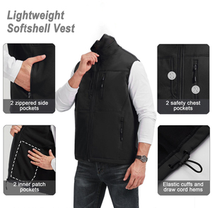 Gilet coupe-vent softshell pour hommes de conception unique légère et conviviale taille régulière gilet softshell de couleur personnalisée de qualité supérieure - Product Image 2