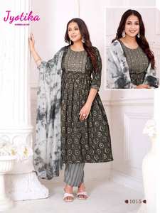 Classic Style Full Stitched Cotton Kurti with Bottom & Dupatta for <b>Indian</b> & <b>Pakistani</b> <b>Clothing</b> - Product Image 4