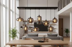 Lámpara de Techo Contemporánea de Aluminio Negro de 8 Luces, Lámpara Colgante Duradera y Ligera con Montaje en Techo - Product Image 4