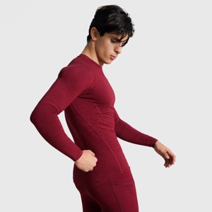 GA Men's Compression <b>Long</b> <b>Sleeves</b> <b>Undershirt</b> Maroon Color - Product Image 5
