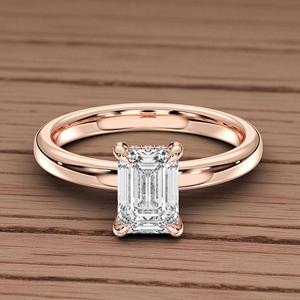 1.06 carats E-F/VVS-VS moissanite émeraude et diamant rond solitaire bague de fiançailles sertie de broches en argent pour femme - Product Image 2