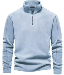 Sudadera con capucha de media cremallera personalizada para hombre, Sudadera con cuello levantado estampada, jersey con cremallera, precio al por mayor - Product Image 4