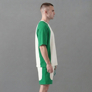 Ensemble court 2 pièces pour homme en coton 100% coupe classique, personnalisable avec logo sérigraphié, respirant et écologique (OEM/ODM) - Product Image 2