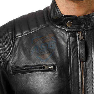 Chaqueta de Cuero de Invierno Personalizada al por Mayor, Chaqueta de Cuero de Invierno para Uso en Exteriores, Chaqueta de Cuero de Invierno con Cuello Alto para Hombre - Product Image 5