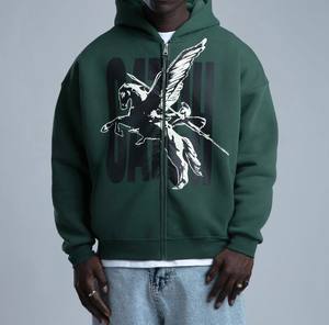 เสื้อมีฮู้ดผ้าฟลีซสำหรับผู้ชาย, 360gsm กล่องหนาผ้าฝ้าย100% ลายพิมพ์หน้าจอมีฮู้ดใส่ในฤดูหนาว - Product Image 3