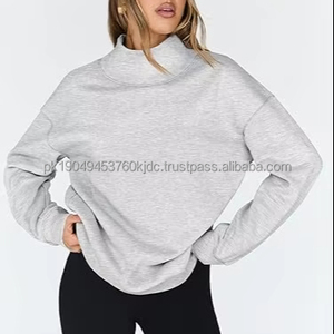 Sudadera recortada de cuello redondo suave para mujer, Tops cortos básicos ligeros relajados de manga larga 2025 - Product Image 1