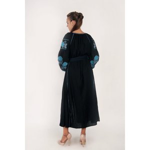 เสื้อเบลาส์ยูเครนปักลายดอกไม้ผ้าซาตินสีฟ้าสวยมีซิปแขนยาวซักได้สำหรับงานเลี้ยงคริสต์มาส - Product Image 3