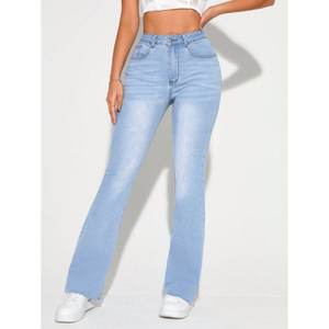 Vaqueros de mezclilla lavados azul hielo para mujer, corte de bota, ajustados, casuales, de tiro alto, acampanados, elásticos, estilo urbano, tallas 26 a 40 - Product Image 5